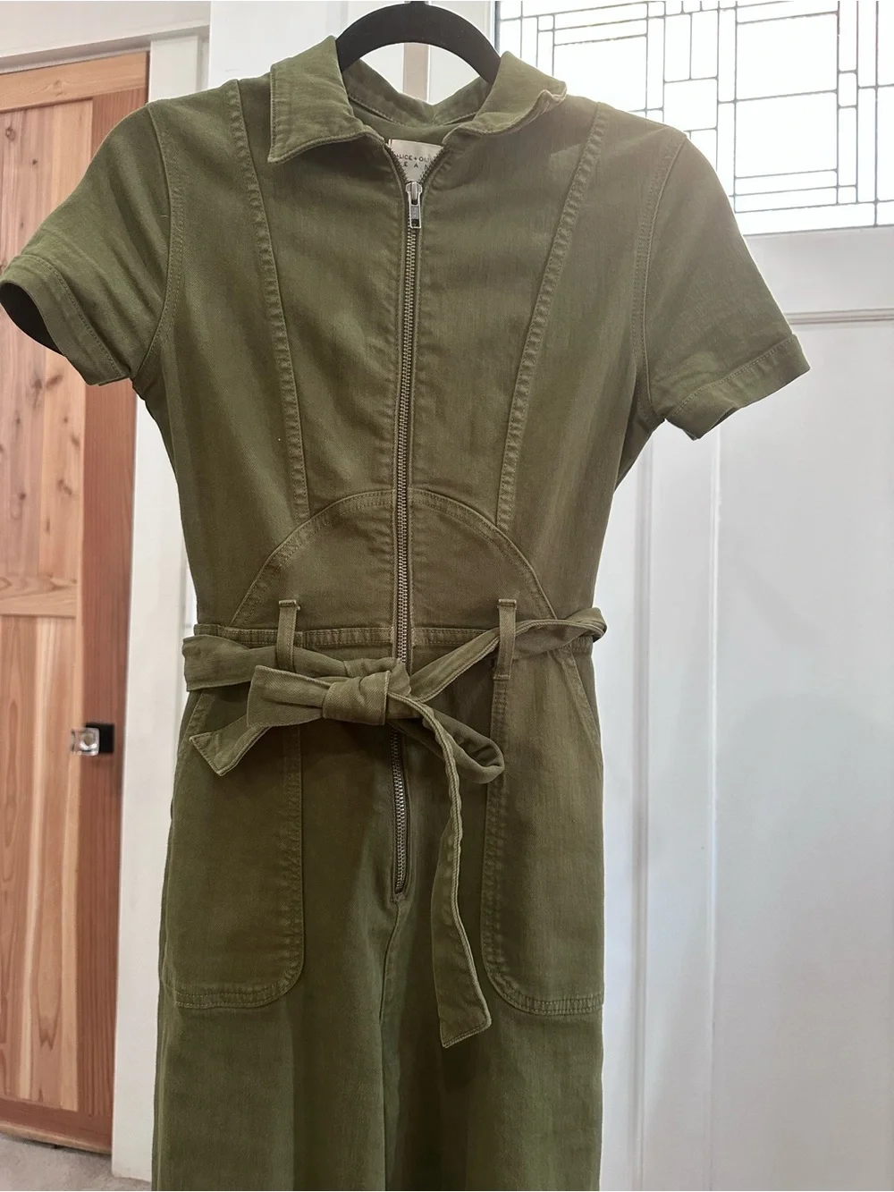 Alice + Olivia Olive Green Short-Sleeve Utility Jumpsuit - Picture 3 of 7